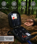 All-In-One 175-Piece Survival Kit With First Aid for Outdoor Adventures and Emergencies displayed in open MOLLE-compatible bag