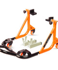 Universal Adjustable Rear Paddock Stand For Motorcycle With Swingarm Rest 360 Degree Dismantlable Beefy Heavy Duty Steel