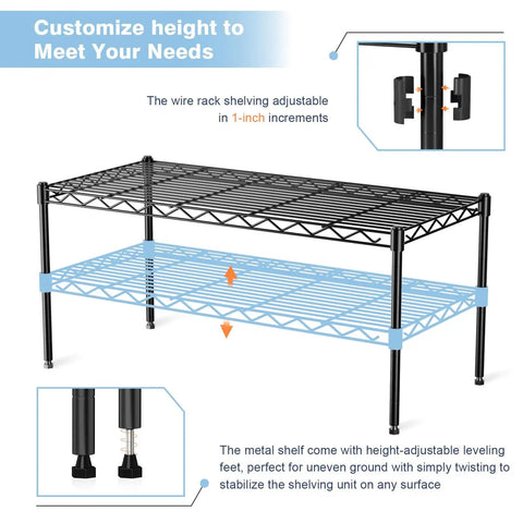 One Tier Wire Shelf Rack 30 Inch Wide By 14 Inch Deep By 17 Inch High Adjustable Metal Wire Shelving Unit for kitchen cabinet