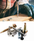 All Purpose Self Drilling And Self Tapping Screws Kit For Drywall Metal And Wood Zinc Plated Assortment in use and assorted screws shown