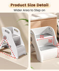 Product size detail of Foldable Toddler Step Stool For Bathroom Sink, showcasing dimensions and sturdy design for little helpers.