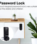 Heavy Duty Electronic Cabinet Deadbolt Lock Featuring Touch Password Keyless Entry installed on a modern white drawer.
