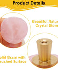 Close-up of Pink Rose Quartz Cabinet Knobs 2 Pack with Brushed Brass Base showing natural crystal and brass details