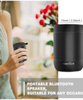 Person holding Portable Bluetooth Speaker With Wireless Stereo Pairing And Built In Mic, 360 Degree HD Sound, IP65 Waterproof