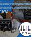 18 To 22 Tooth Speedometer Driven Gear Kit with transmission and five gears, suitable for GM T10, Muncie, and Saginaw Gearboxes