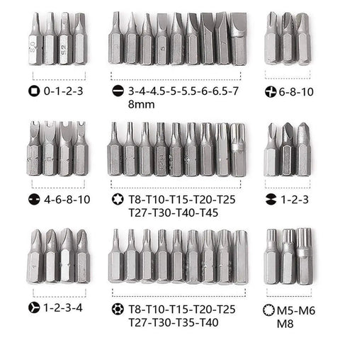 Top Notch 100 Pc Security Screwdriver Bit Set With Heavy Duty Chrome Vanadium Steel Bits For Torx Hex Phillips Slotted Tri-Wing Jobs On Cars Home Repair To Fix Anything Fast, assorted security bits