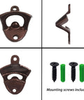Heavy Duty Wall Mounted Bottle Opener Set Of Three Rock Solid Cast Iron Crackle Finish black and red with screws included.