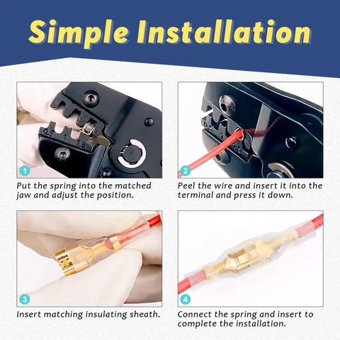 Installation steps of 720-Piece Wire Spade Connector Kit With 2.8mm 4.8mm 6.3mm Male And Female Crimp Terminals And Insulating Sleeves