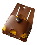 Heavy Duty Multiple Pocket Tool Organizer Built Tough For Hard Hats And Grease Monkeys Holds Pliers Screwdrivers Tape Measure in brown leather.
