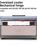 Replacement Igloo Cooler Hinges 2 Pack For 150 To 165 Qt Coolers front view showing mechanical hinges installed on cooler.