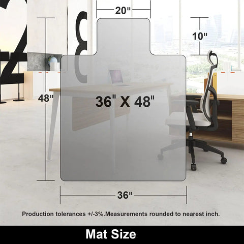 Hard Floor Office Chair Mat 36 X 48 Inches For Hardwood Floors, Easy Glide Under Desk, shown in office setting.