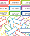 180 Piece Magnetic Dry Erase Labels Kit With Reusable Magnetic Name Tags Colorful Border Frames Erasable Strips for Whiteboards