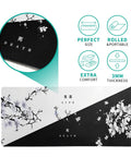 Extended Black And White Sakura Cherry Blossom Desk Pad For Gaming Office Or Home Setup, 31.5 By 11.8 Inches Non Slip Rubber Base