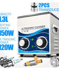 Heavy Duty 1.3L Ultrasonic Cleaner Machine With Cooling Fan And Double Safety Switch, displaying controls and fuel injectors.