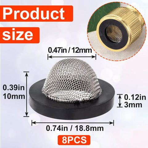 Product size of Hassle Free Eight Pack Stainless Steel Hose Filter Washers With Inlet Screen And Strainer For Half Inch Garden Hose Connectors Shower Heads And Toilet Water Lines