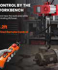 Lightweight Mini Electric Chain Hoist 1100 Lb Capacity With Two Speed Pendant Control And Instant E Stop with wired remote control.