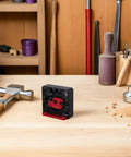 Heavy Duty Adjustable Dowel Cutter Jig For Drill With 8 Precision Holes CNC Aluminum Alloy on workbench with tools.
