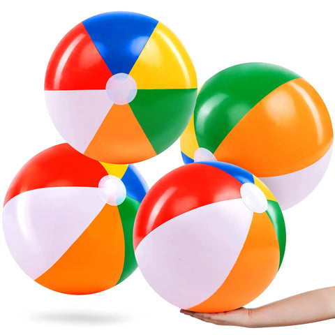 4 Pack 20 Inch Rainbow Beach Balls Large Inflatable Pool Toys For Parties Decorations For Adults And Kids Luau Summer Beach Water Games Beach Ball Favors