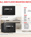 1.3 Cu Ft Fireproof And Waterproof Safe Box With Digital Security And Combination Lock Alarm System wall and floor mounted