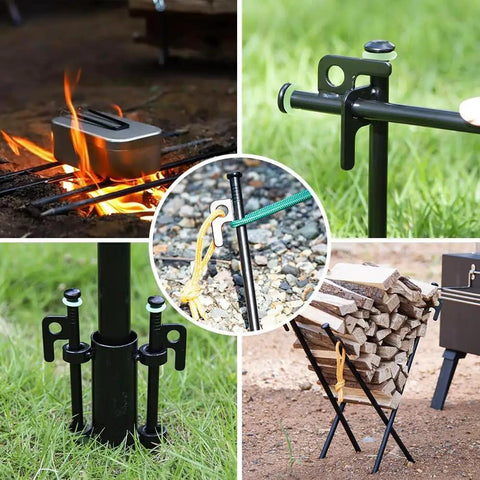 Heavy Duty 8 Inch Tent Stakes Set With Metal Pegs Fluorescent Silicone Rings And Storage Bag For Camping used on various terrains