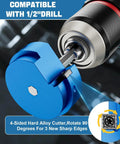 Pro Grade Versatile PVC Pipe Reamer Kit Set From Half Inch To Four Inch With Nine Reamers, blue reamer with drill compatibility