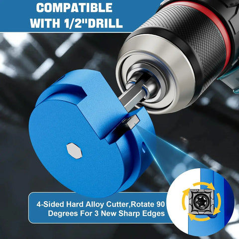 Pro Grade Versatile PVC Pipe Reamer Kit Set From Half Inch To Four Inch With Nine Reamers, blue reamer with drill compatibility