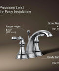 Devonshire Centerset Bathroom Faucet 4-Inch 2-Handle With Pop-Up Drain, polished chrome, spout reach 4 3/4 inches