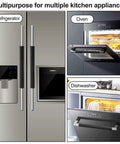 Fridge Handle Covers Pack Of 2 Gray 16 By 4 Inches Keep Handles Clean From Fingerprints Water Stains And Messes On Refrigerator Microwave Oven Cabinets Dishwashers And Other Appliances shown on different kitchen appliances