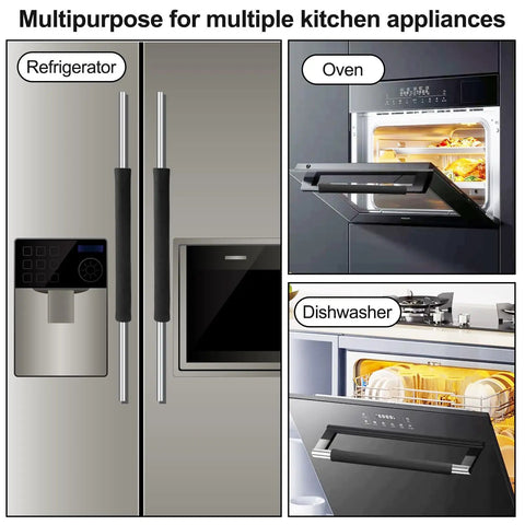 Fridge Handle Covers Pack Of 2 Gray 16 By 4 Inches Keep Handles Clean From Fingerprints Water Stains And Messes On Refrigerator Microwave Oven Cabinets Dishwashers And Other Appliances shown on different kitchen appliances