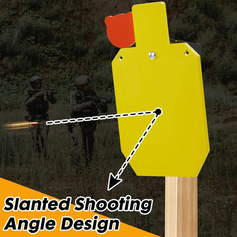 AR500 Hardened Steel Shooting Target System with Three Eighths Inch Thick Reactive Hostage Target slanted angle view