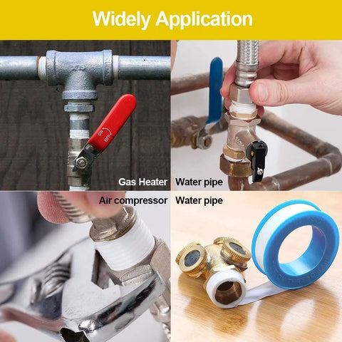 10 Pack PTFE Teflon Tape For Plumbing, Heavy Duty Thread Seal Tape For Leak Proof Water Pipes, Half Inch, application examples