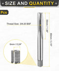 Professional Grade Hand Taper Tap Measuring Exactly For 3/8-20 Bsf 2B Screws Crafted From Tough Hss Steel shown with dimensions.