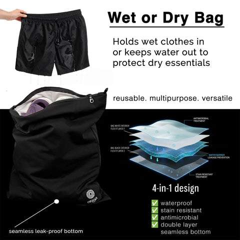 Waterproof Wet Dry Pouch For Sweat Soaked Gear Antimicrobial Odor Control Bag That Inhibits Bacteria And Mildew, 14.5x17 inches