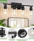 Sleek Matte Black Four Light Bathroom Vanity Wall Lamp With Thick Clear Glass Shades For Mirror Or Porch Zero Drama Install Built Different Straight Fire Home Glow showing strong metal build and clear glass shades.
