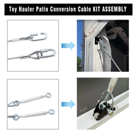 Upgraded Toy Hauler Patio Cable Kit For Quick Door Closure No Disassembly Required Conversion Kit For Toy Hauler Patio Doors 109 Inch Length Durable Brackets And Multipurpose Components For Outdoor Use
