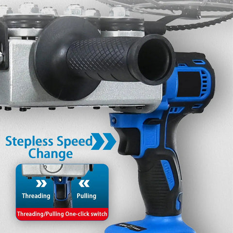 Heavy Duty Electric Wire Puller With Infinitely Variable Speed For Complex Piping And Threading Through Walls, showing speed control switch.