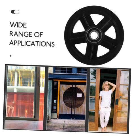 Kickass Heavy Duty Sliding Door Pulley Wheel Kit With Rigid Casters For Barn Door Track System black wheel for easy sliding door installation.