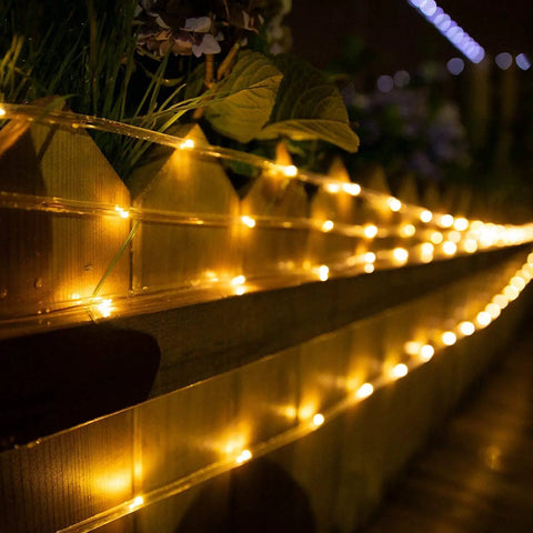 2 Pack Solar Rope Lights 78Ft Total 200LED Warm White Outdoor String Lights IP65 Waterproof Solar Powered Fairy Lights