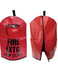 Heavy Duty Fire Extinguisher Cover With Window For 10 To 20 Lb Units Durable PVC Sleeve With Wear Resistant Build And Black Trim Easy Hook And Loop Closure For Quick Install Bright Red For Clear Visibility 17 In Wide By 25 In Long