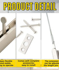 18 Inch Extended Flip Lever Flush Bolt For Double Doors in satin nickel finish, showing installation hardware and adjustable rod extension