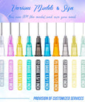 Top Shelf 25 Gauge Luer Lock Needles 1 Inch Disposable Blister Packed For Lab And Medical Work Rock Solid 304 Stainless Steel Build Includes 100 Count Box With Hassle Free Safety Covers with various models and sizes showcased.