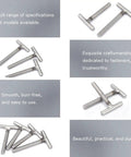 Hardcore 304 Stainless Steel T Slotted Screws And Weld On Studs M6 X 60MM Cylindrical Threaded Fasteners Built For Heavy Metalwork Furniture Fixes And Daily Shop Grind, displayed in various angles.