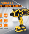 Hella Portable Handheld Welder 110V 120A Mini Arc Inverter Machine Lightweight Electric Welding Tool on gray background.