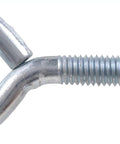Side view of a zinc eye bolt with nut, steel 2-inch length used for hanging and support. Product: Zinc Eye Bolts With Nuts Ten Pack Two Inch Steel Eye Bolts For Hanging Tie Downs And Cable Support Corrosion Resistant Fasteners For Indoor Hardware Framing And Utility Projects Built Tough.