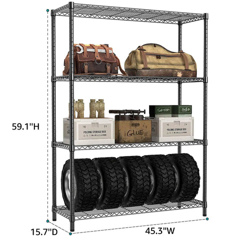 Beefy 1400 Lbs Garage Shelving Unit With 4 Tier Heavy Duty Metal Wire Racks, Adjustable Storage, Carbon Steel Construction shown