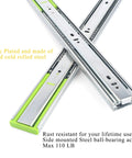 Soft Close Drawer Slides 20 Inch 5 Pairs 3-Section Full Extension Ball Bearing Side Mount Cabinet Drawer Slides 110 LB Capacity Zinc Plated Steel Heavy Duty Quiet Close Hardware