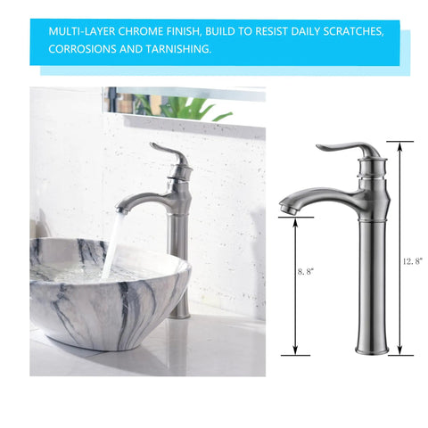 16 Inch Vessel Sink With Faucet For Bathroom Above Counter Marble Coated Porcelain Ceramic Oval Vanity Sink Modern Go To Lux Style With Pop Up Drain And Easy Install Fits 1 5 8 Inch To 1 3 4 Inch Drains, faucet detail