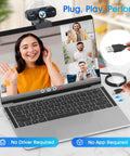 Image of Straight Up Crisp 1080P Full Hd Webcam With Noise Canceling Mic set up on a laptop for video conferencing.