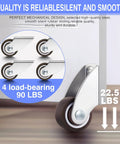 8 Pack Low Profile Caster Wheels 1 Inch Non Swivel Fixed Casters Silent Rubber Tread, showing load-bearing capacity and design details.