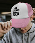 Lightweight Pink Trucker Cap For Men, Washed Distressed Low Profile Baseball Hat, outdoor travel style with slogan detail